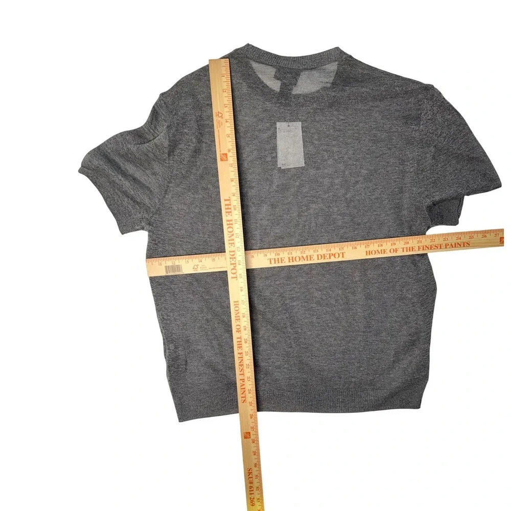 H&M Regular Fit Short Sleeve Sheer Knit Sweater Grey‎ Mens Large NWT